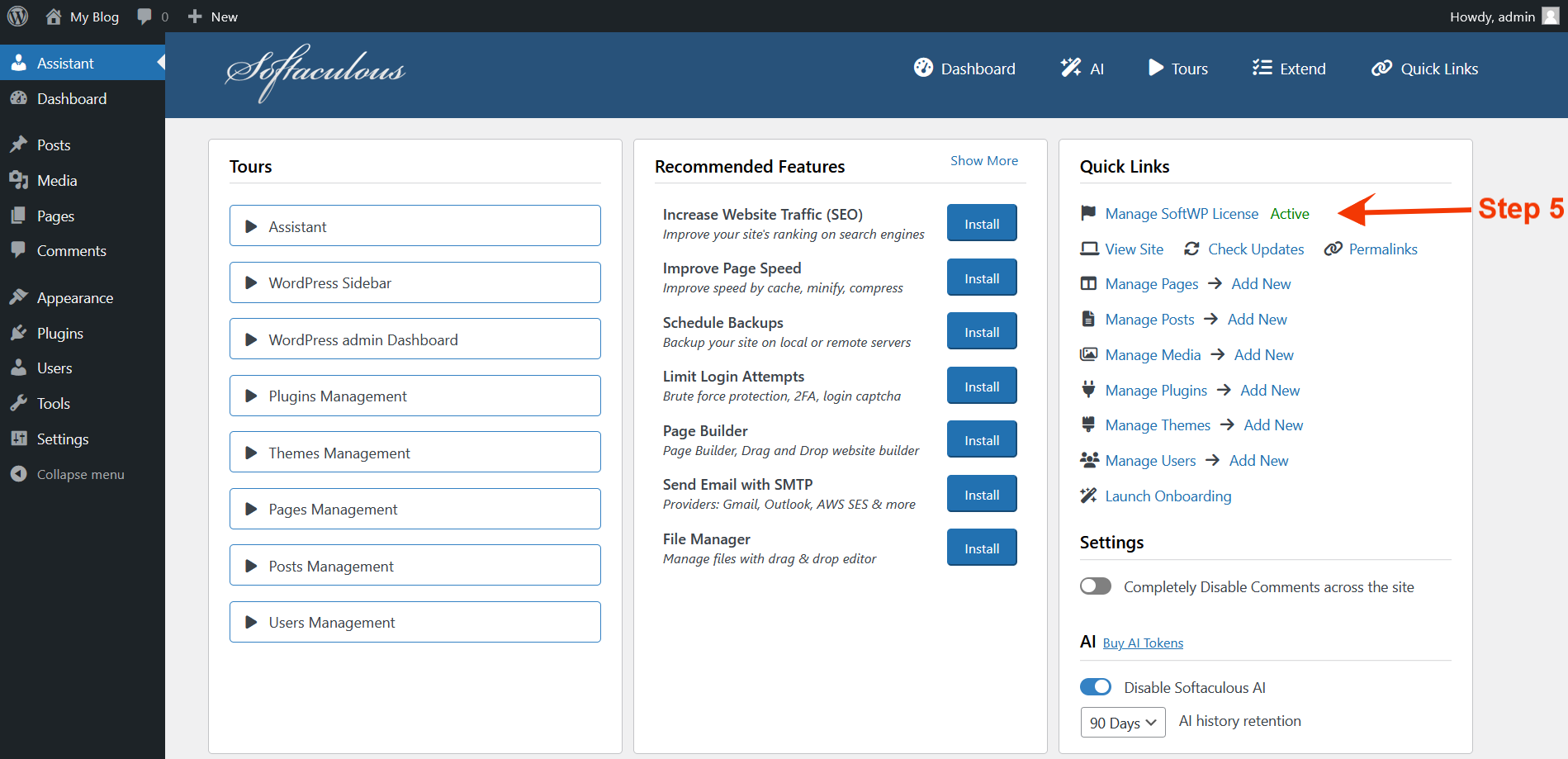 SoftWP Assistant Dashboard